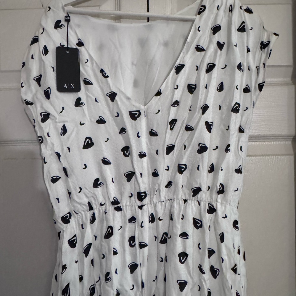 ARMANI EXCHANGE Women's White and Black Heart Print Dress